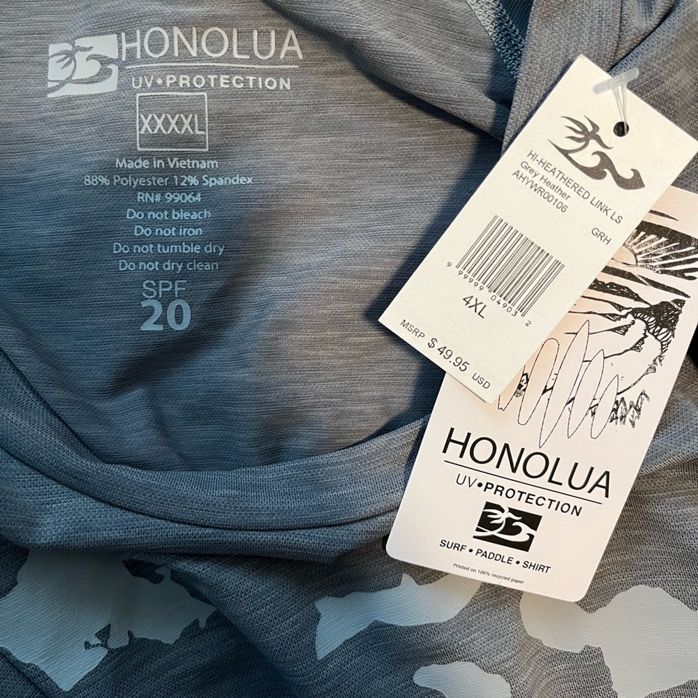 NWT Honolua Long Sleeve UV Protection SPF 20 Rash Guard Swim Shirt - Picture 5 of 5